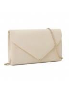Beige Evening Bag with Metal Trim