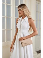 Beige Evening Bag with Metal Trim