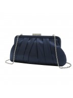 Classic Crinkled Satin Navy Clutch