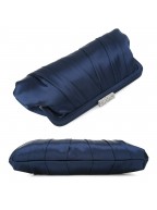 Classic Crinkled Satin Navy Clutch