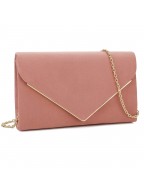 Dusty Rose evening bag with metal trim