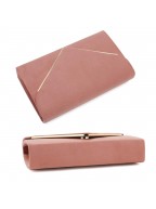 Dusty Rose evening bag with metal trim