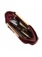 Elegant Pleated Satin Formal Burgundy Tote Bag
