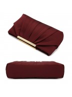 Elegant Pleated Satin Formal Burgundy Tote Bag