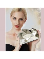 Women's Check Metal Evening Clutch