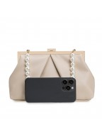 Women's Faux Leather Beige Clutch